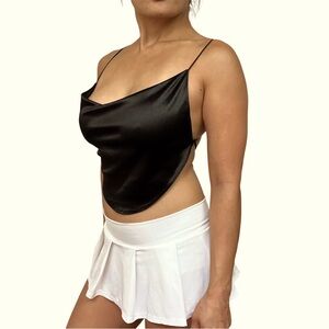 Windsor Women’s Satin Crop Top, Black, size Small